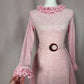 Vintage 70s Vicky Vaughn Pink Knit Mini Dress, Size XS