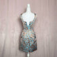 Secondhand Aqua Metallic Rose Gold Blue Floral Formal Dress, Size 0
