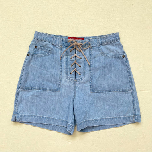 Vintage Gloria Vanderbilt Lace Up Denim Shorts, Size 26"