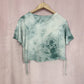 Upcycled Roxy Distressed Tie Dye Crop Smiley Tee, Size Medium