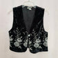 Vintage Wrapper Embroidered Velvet Vest, Size Small