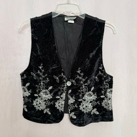 Vintage Wrapper Embroidered Velvet Vest, Size Small