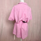 Upcycled Pink Cotton Linen Two Piece Skirt Set, Size M/L