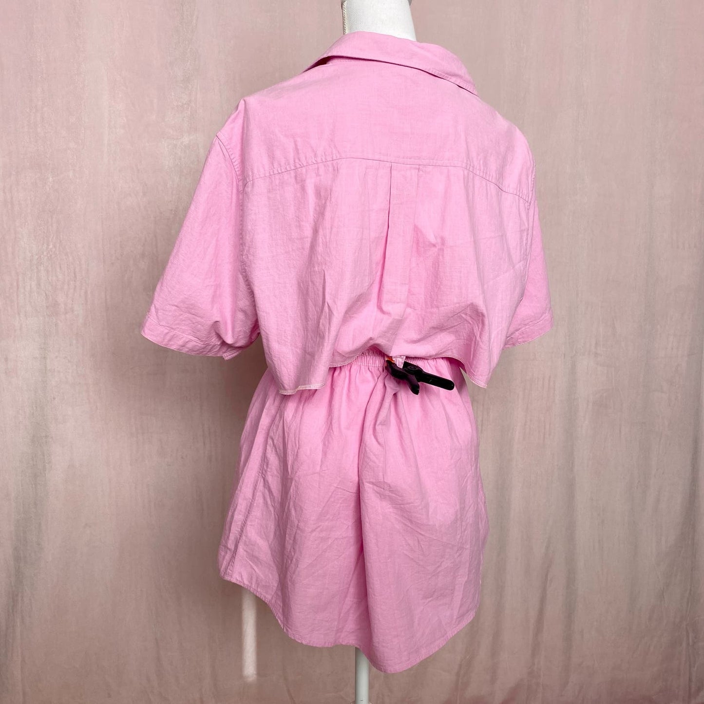 Upcycled Pink Cotton Linen Two Piece Skirt Set, Size M/L