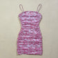 Secondhand Rosedress Pink Floral Ruched Bodycon Mini Dress, Size Small