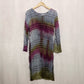 Secondhand Sequins Tie Dye Stripe Long Sleeve Sheer Tunic, Size M/L