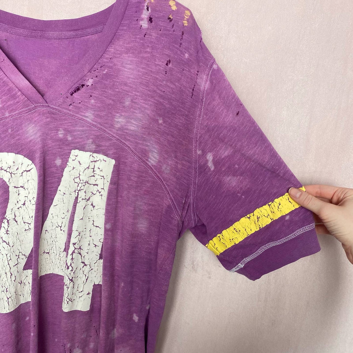 Upcycled Vintage Vikings Distressed Jersey Tee, Size Large