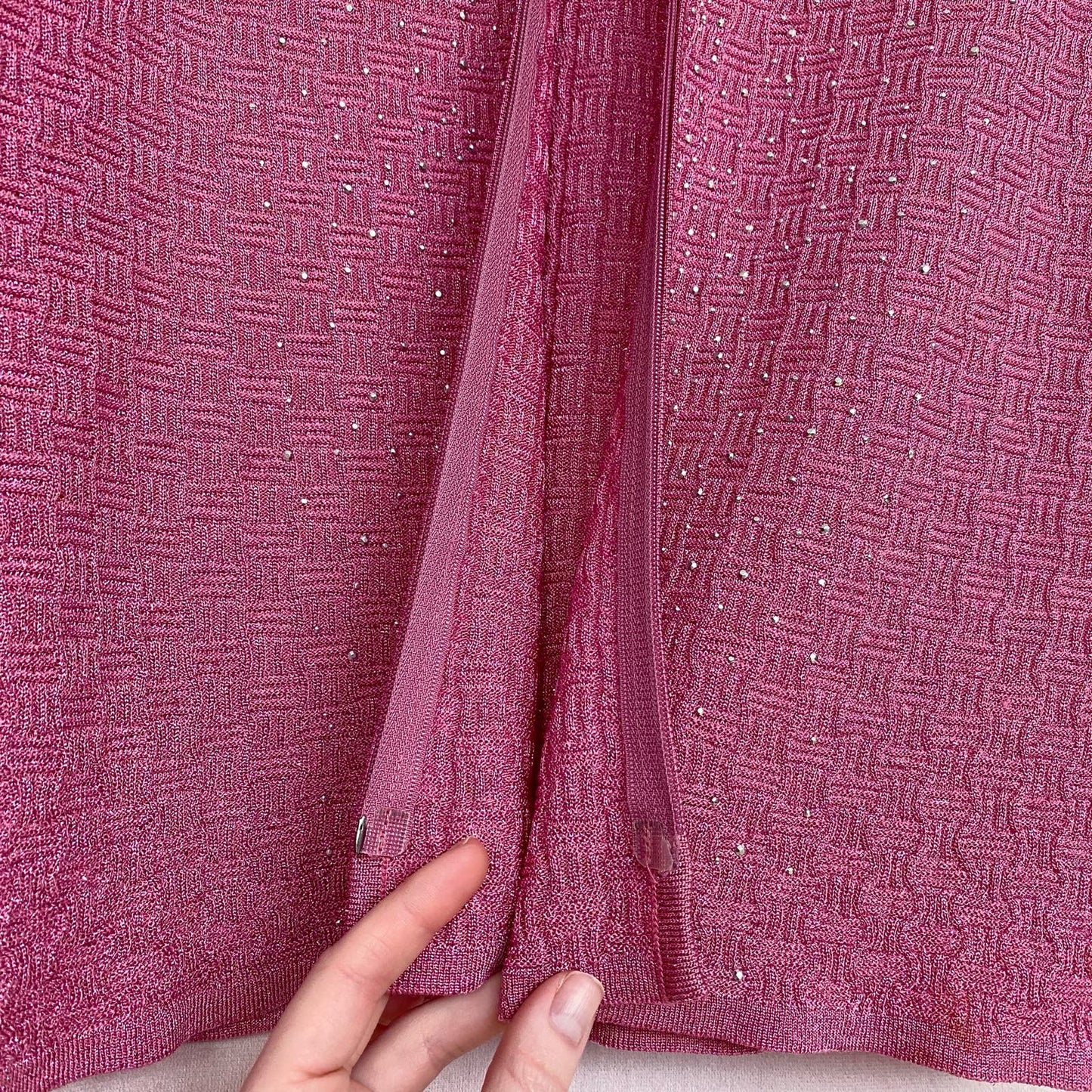 Vintage Jung Ho Jin Rhinestone Pink Mesh Short Sleeve Top
