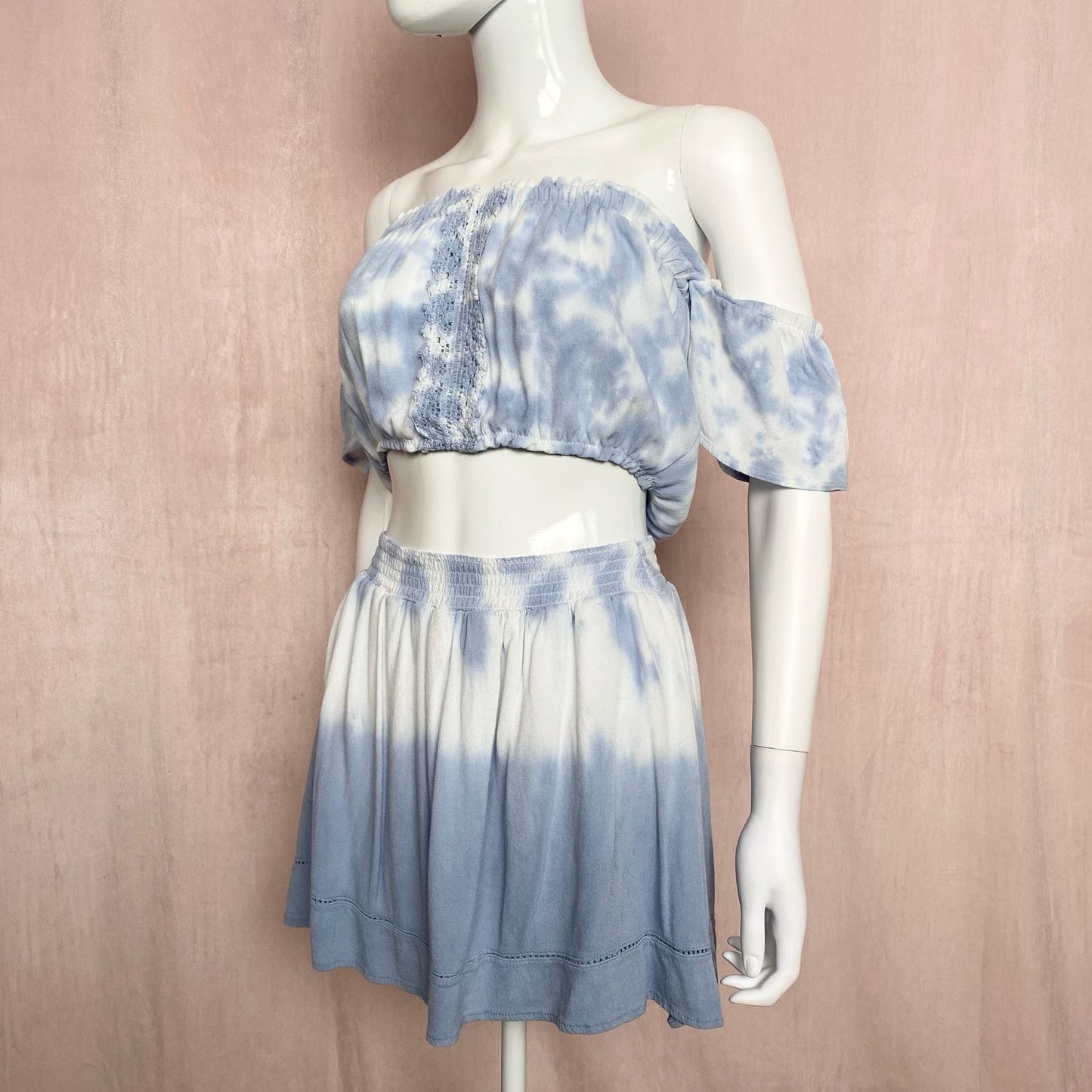 Reworked Ocean Drive Tie Dye Boho Skirt Set, Size S/M