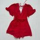 Secondhand Chicways Red Lace Polka Dot Romper, Size Small