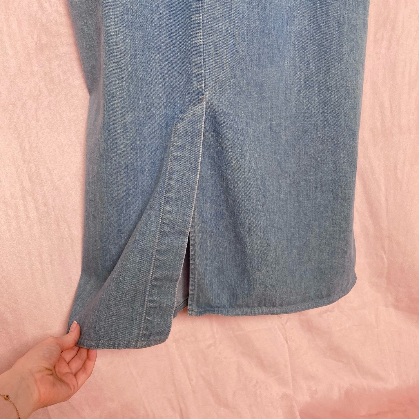 Vintage Lands' End Denim A-Line Midi Dress, Size 12