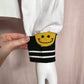 Reworked Distressed Smiley Face Crop Long Sleeve, One Size
