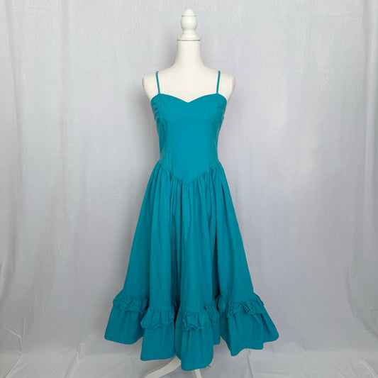 Vintage Impromptu Fit & Flare Ruffle Hem Midi Dress, Size 7/8