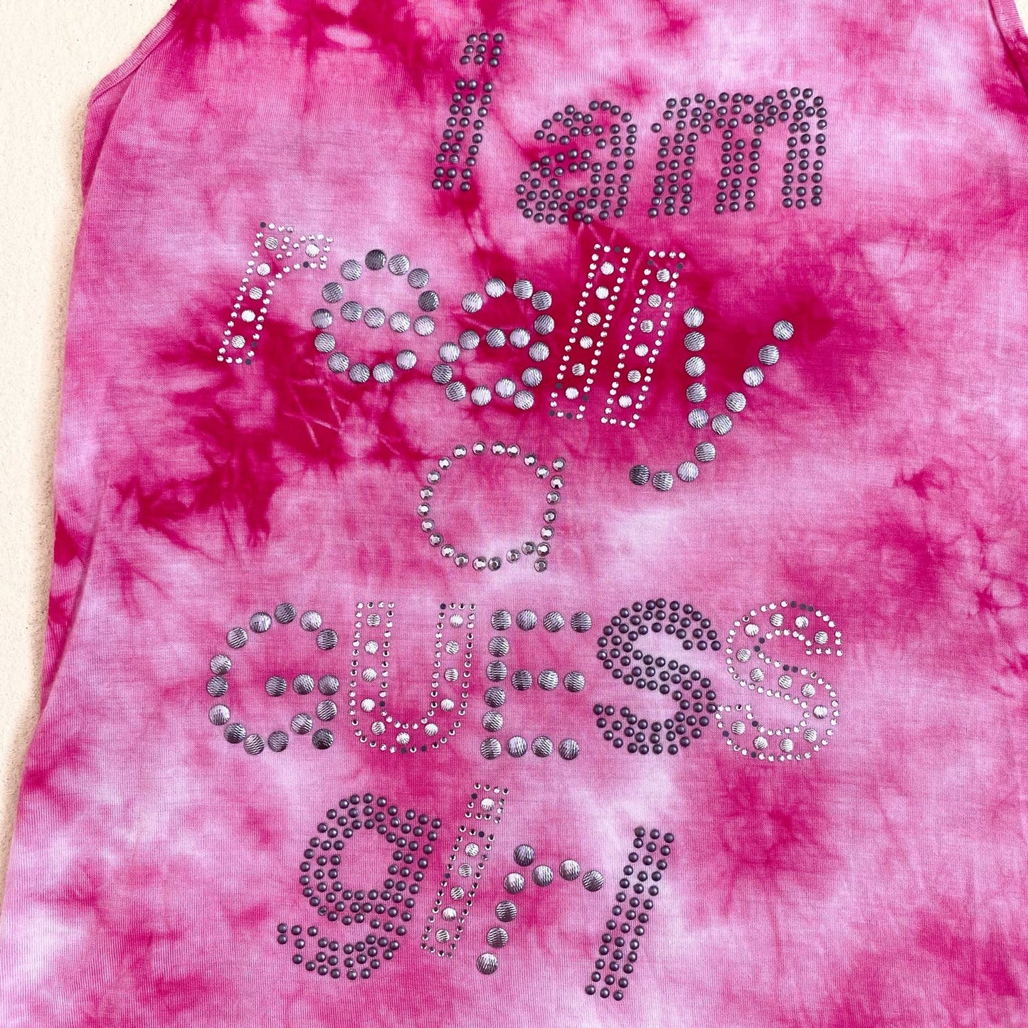 Y2K Guess Rhinestone Pink Tie Dye Tank Top, Size Large
