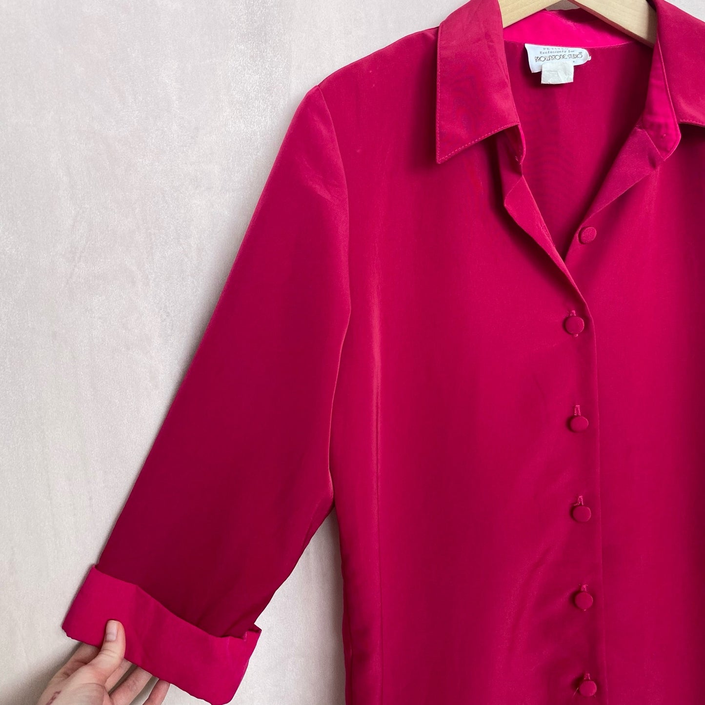 Vintage Brownstone Studio Flowy Pink Button Up Shirt, Size MP