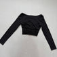Secondhand J.Bazzi Black Mesh Corset Bustier Long Sleeve Crop Top, Size Small