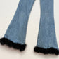 Reworked Edikted Feather Hem High Rise Flare Jeans, Size XS