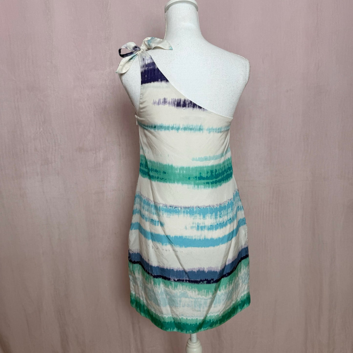 Secondhand Banana Republic Silk Stripe One Shoulder Mini Dress, Size 2