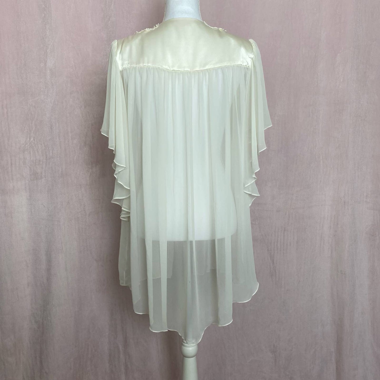 Vintage F Cera Hilrsoz Lace Sheer Kimono, Size Large