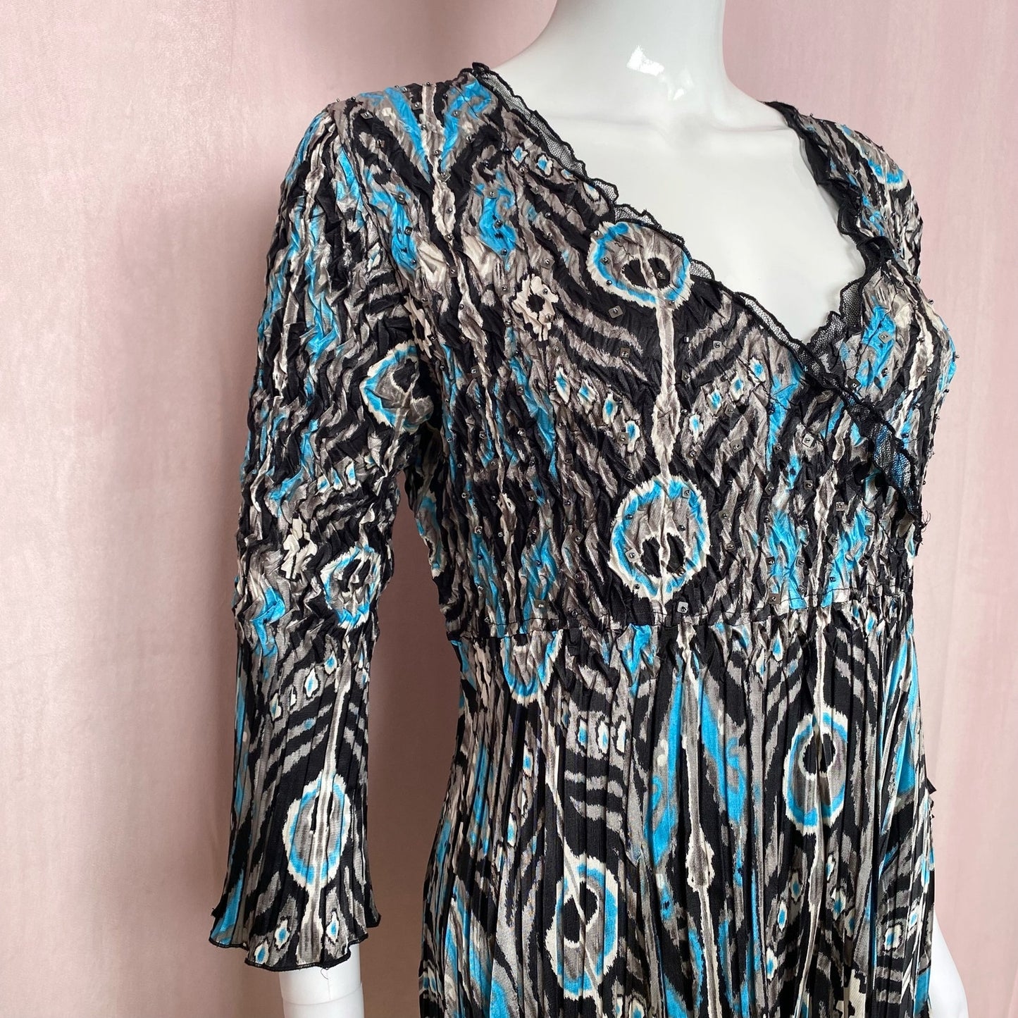 Vintage Alberto Makali Sequins Crinkle Blouse, Size Medium