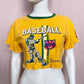 Upcycled Y2K Gap Retro Baseball Graphic Crop Tee, Size Medium