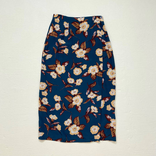 Vintage Charter Club Floral Silk Wrap Midi Skirt, Size 8