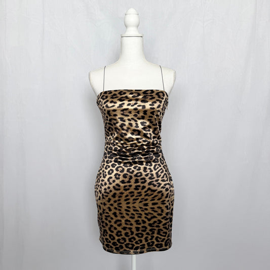 Secondhand Étophe Studios Leopard Satin Mini Dress, Size Medium