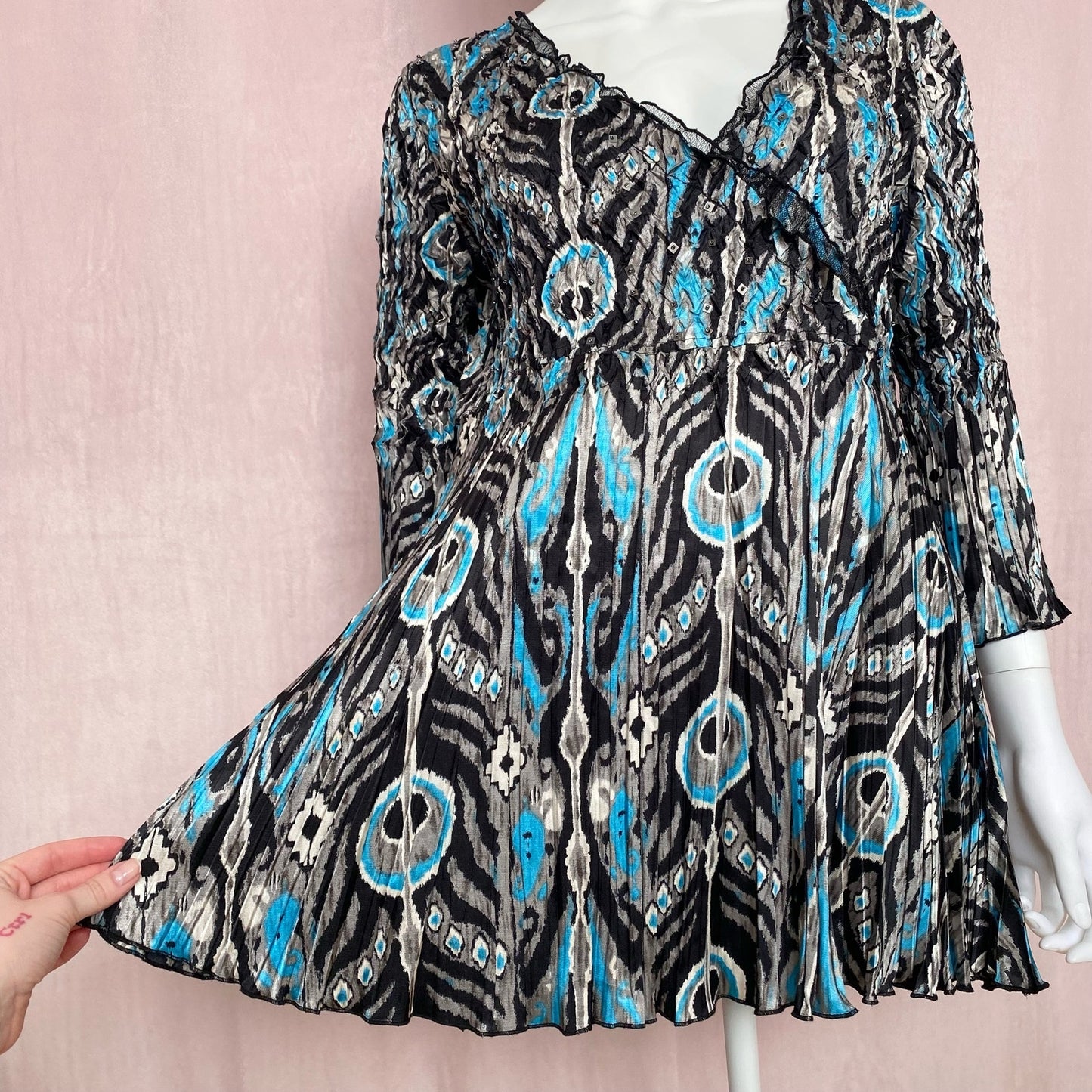 Vintage Alberto Makali Sequins Crinkle Blouse, Size Medium