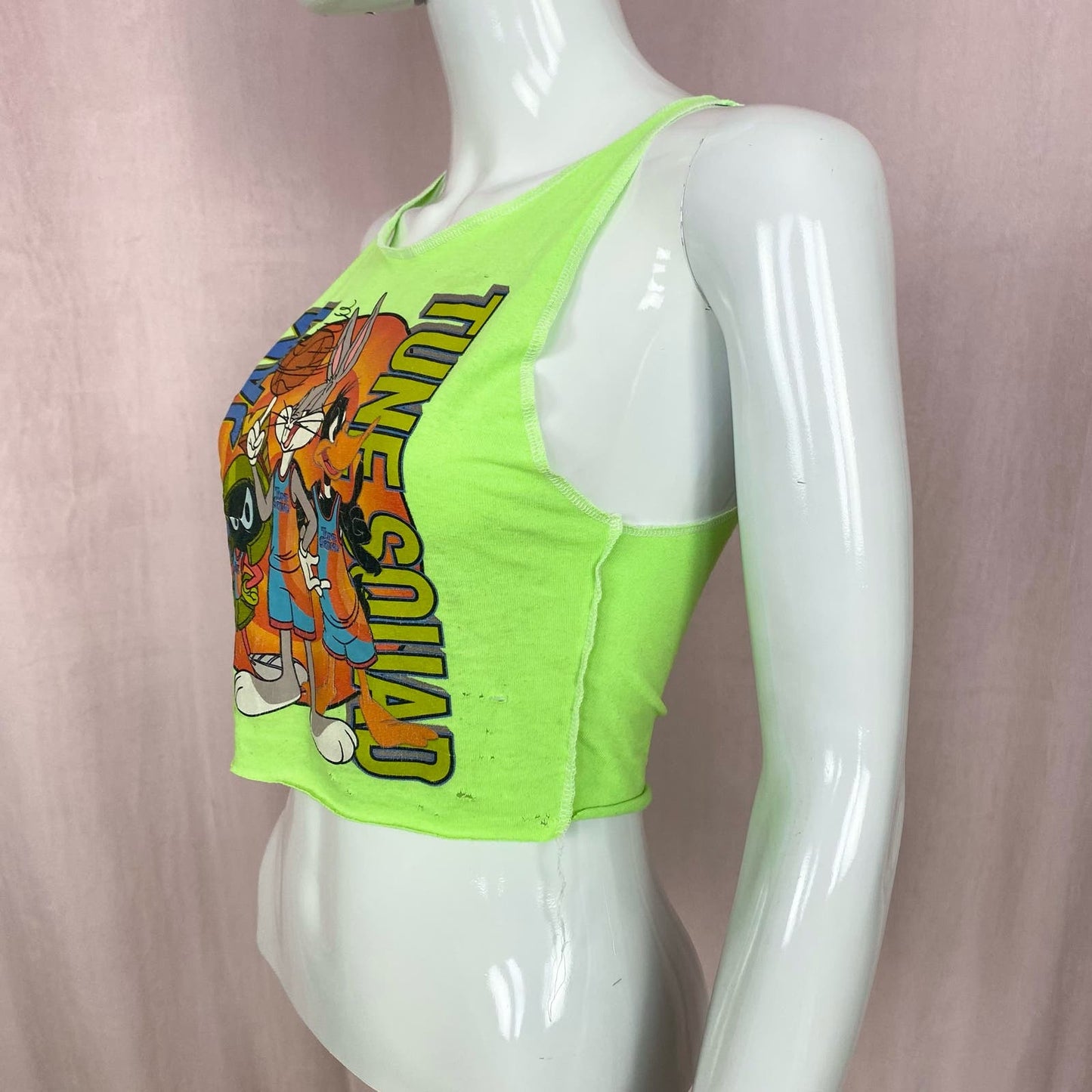 Upcycled Looney Tunes Space Jam Graphic Crop Tank, Size XS
