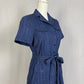 Secondhand Voll Navy Blue Button Down Midi Shirt Dress, Size Medium