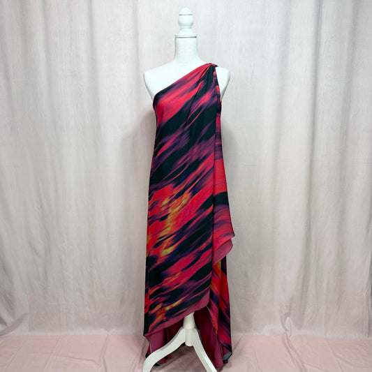 Secondhand Halston Heritage One Shoulder Printed Drape Gown, Size Small