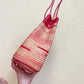 Secondhand Pink Tan Beaded Straw Tote Shoulder Bag