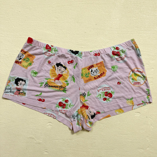 Y2K Betty Boop Fruit Print Pajama Shorts, Size XL
