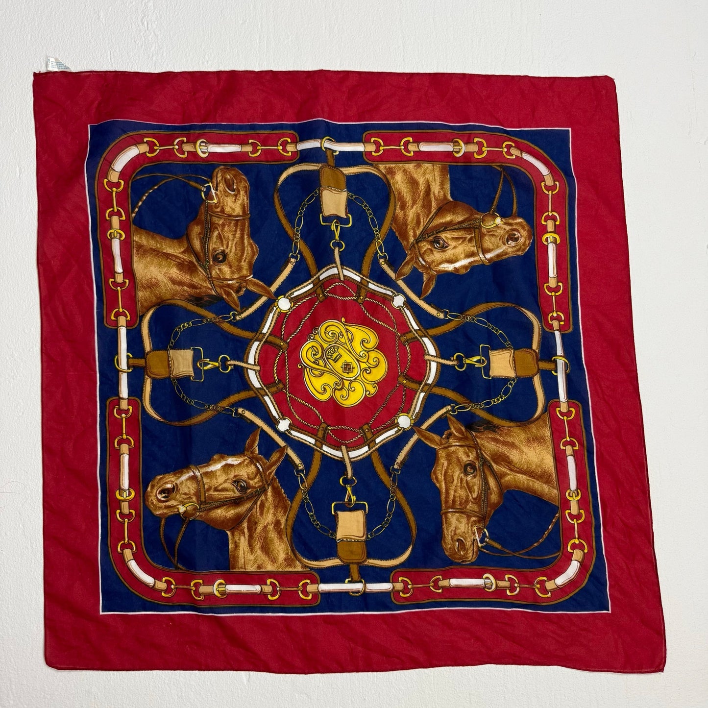 Vintage Liz Sinclair Equestrian Horse Square Scarf