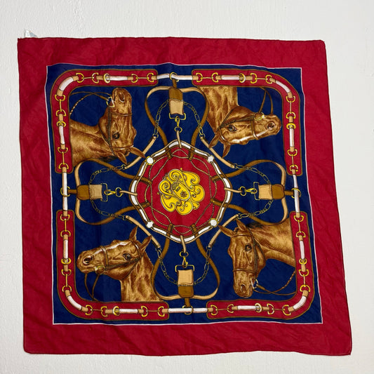 Vintage Liz Sinclair Equestrian Horse Square Scarf