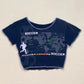 Upcycled Soccer Globe Graphic Crop Baby Tee, Size XS