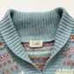 Vintage L.L.Bean Teal Fair Isle Wool Cardigan Sweater, Size Medium