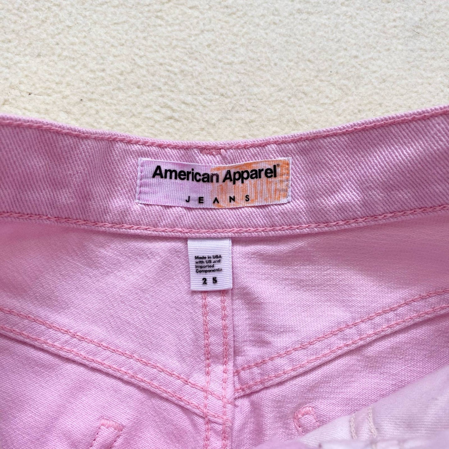 Upcycled American Apparel Floral Pink Denim Shorts, Size 25