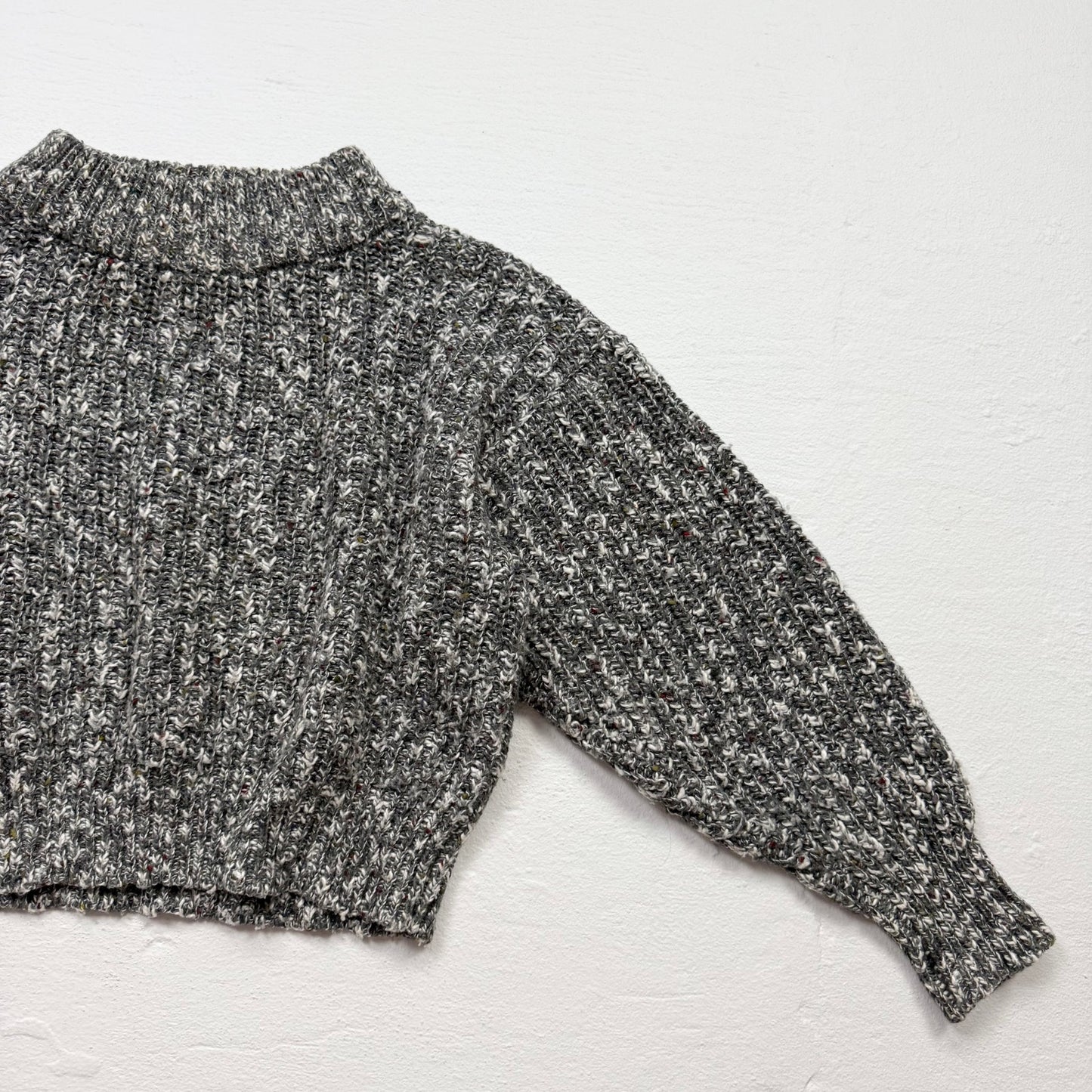 Vintage 90s GAP Chunky Knit Cropped Sweater Gray, Size Small