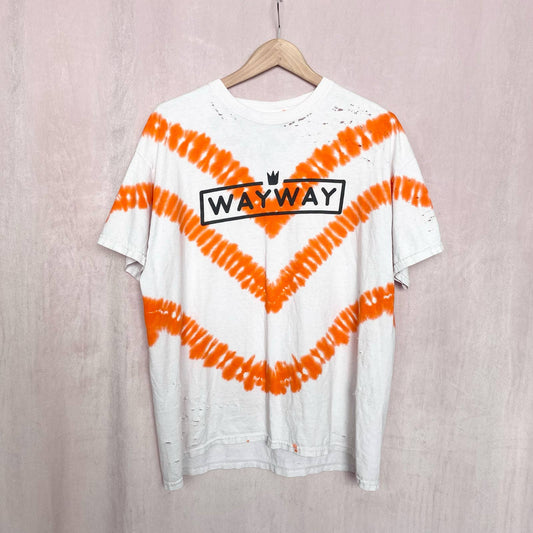 Reworked Wayway Stripe Tie Dye Distressed Tee, Size XL