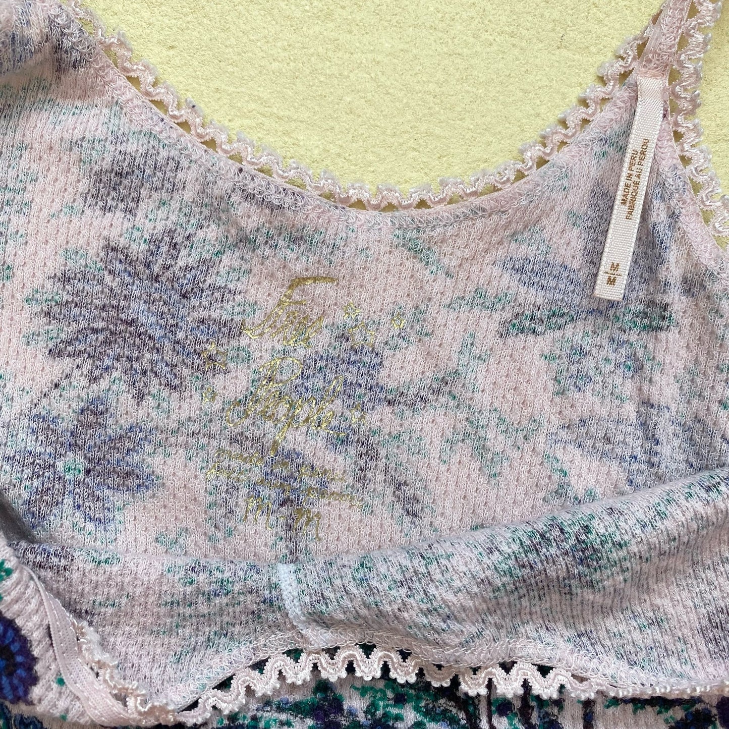 Secondhand Free People Floral Thermal Cami Tank Top, Size Medium