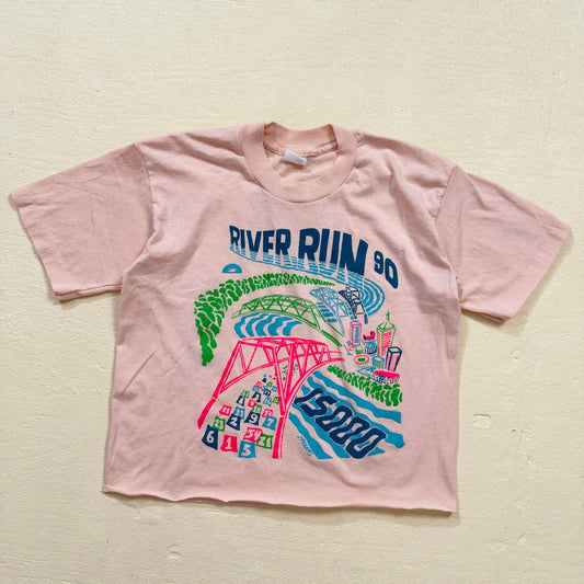 Vintage River Run 1990 Graphic Baby Tee, Size Small