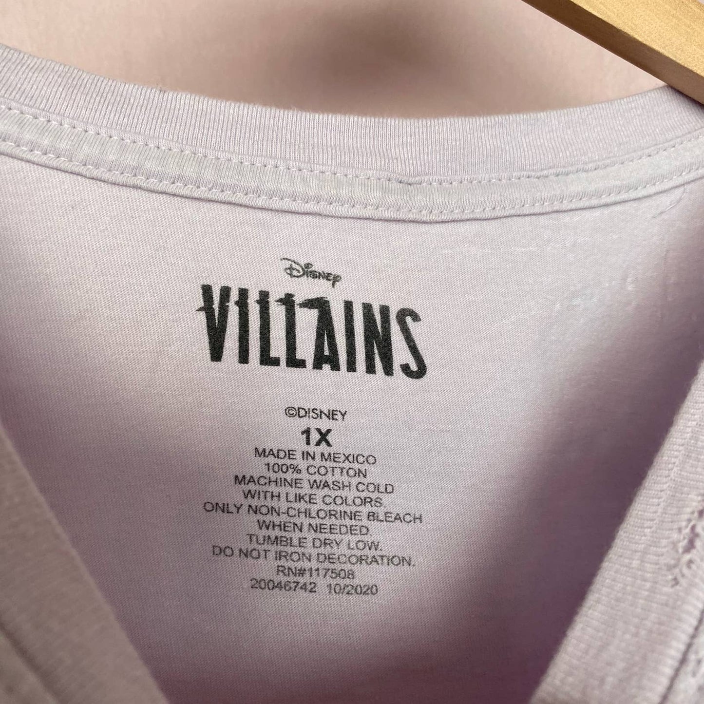 Reworked Disney Villains Distressed Crop Tee, Size 1X
