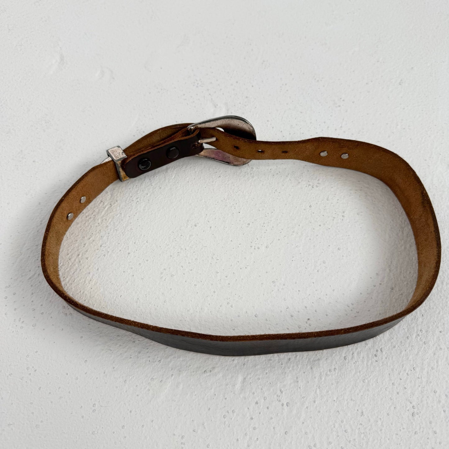 Vintage Western Turquoise Silver Leather Belt