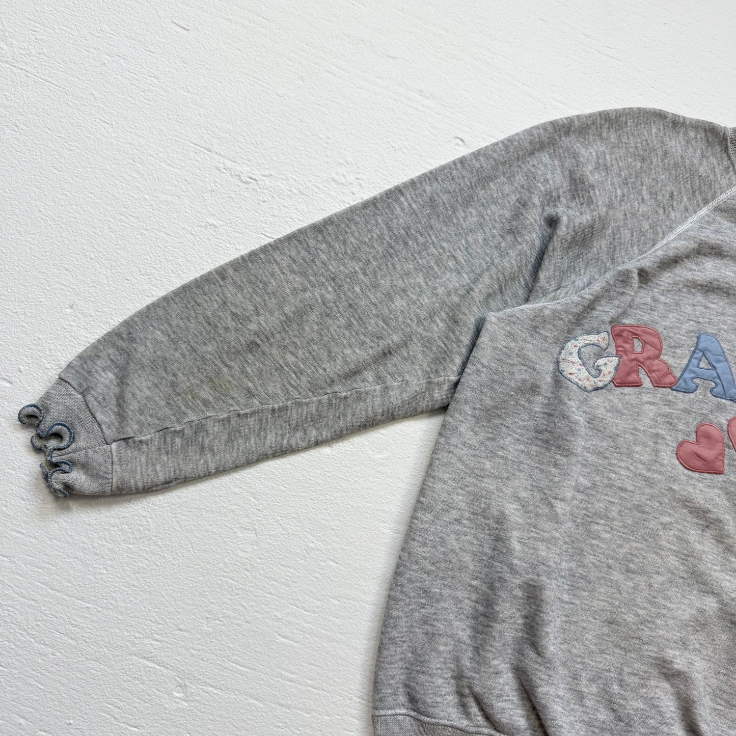 Vintage 80s Hanes Grandma Hearts Gray Crewneck Sweatshirt, Size Large