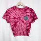 Upcycled Y2K Santa Cruz Skateboards Skull Tie Dye Distressed Crop Tee, Size S/M