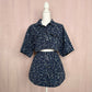 Upcycled Button Up Crop Shirt & Skirt Set, Size L/XL