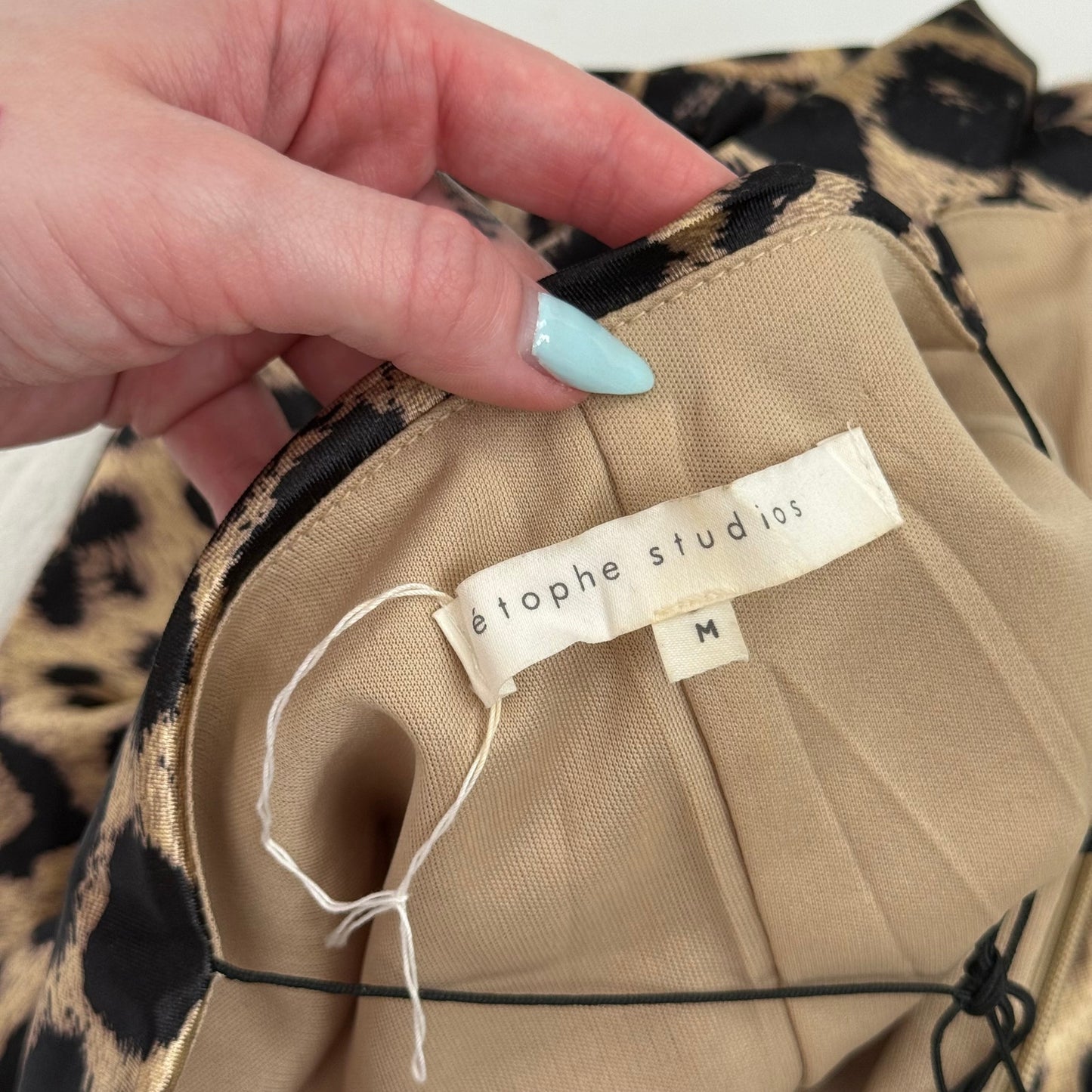 Secondhand Étophe Studios Leopard Satin Mini Dress, Size Medium