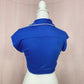 Upcycled Vintage Embroidered Button Front Crop Top, Size Small
