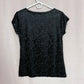 Secondhand DKNY Black Velvet Floral Mesh Short Sleeve Top, Size Medium